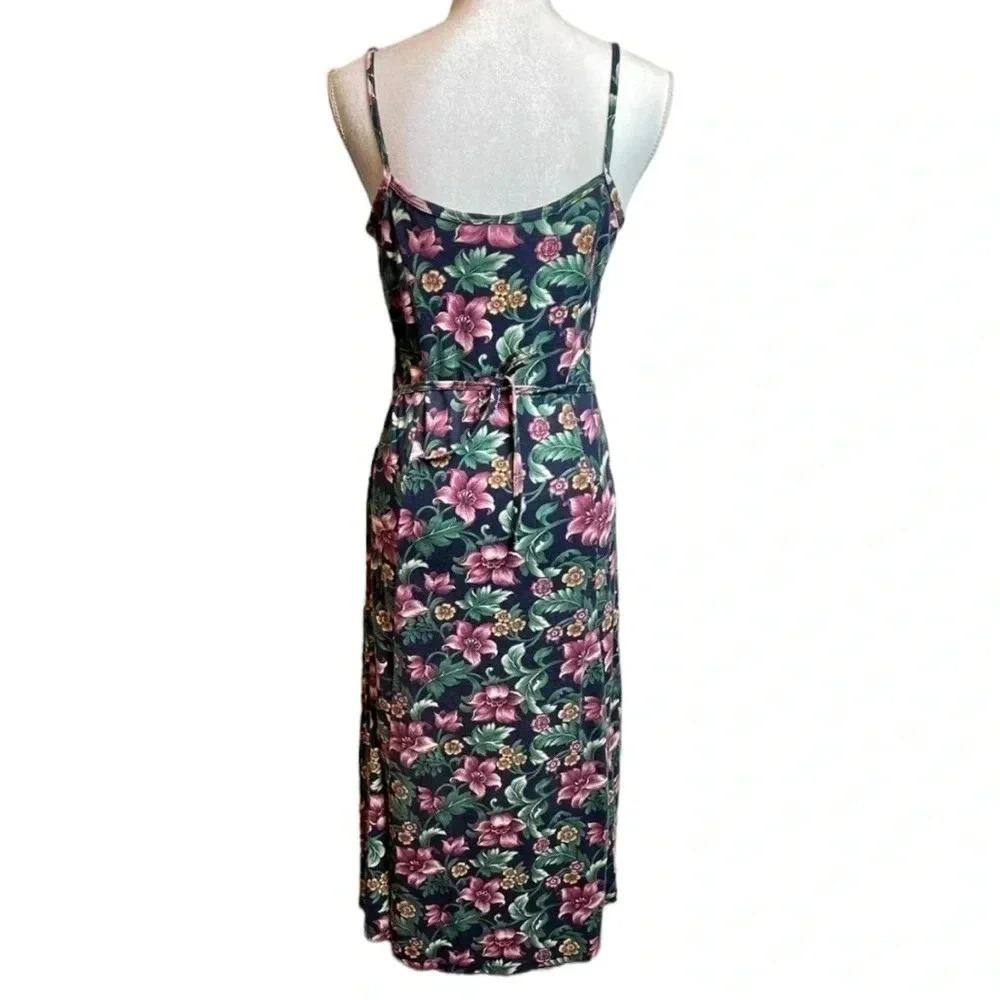 VTG‎ No Boundaries Summer Dress 90s Floral Tie Back Spaghetti Strap SZ Medium - Picture 4 of 12